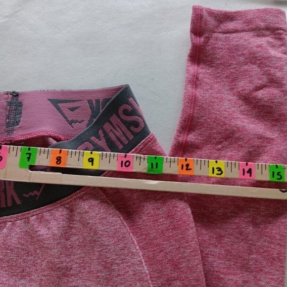 Gymshark Womens XS OG Flex Pink Marl Gray Band Leggings Pants Workout inseam27" - Picture 2 of 9